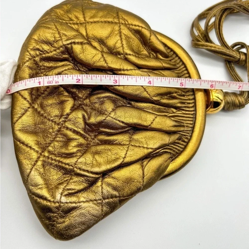 Chanel Quilted Vintage Rare Gold Bronze Waist Pouch bag Tie Fringe sling